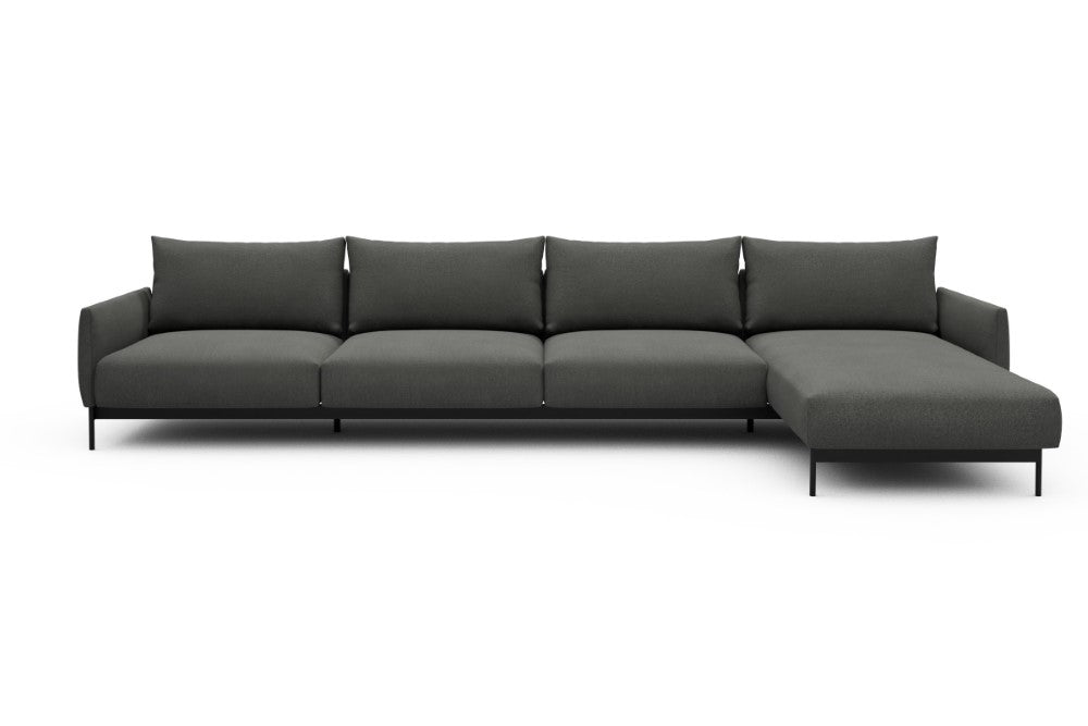 Tokey Modular Sofa - D3 - 375 x 185 cm - 3 Seater + Chaise - 852 Mahoga Seal Grey