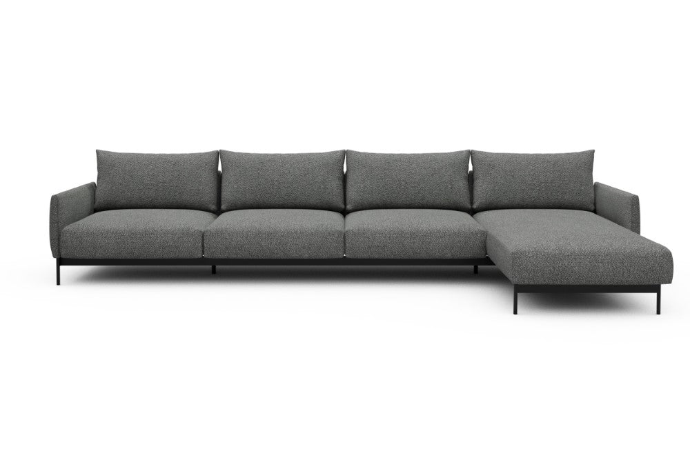 Tokey Modular Sofa - D3 - 375 x 185 cm - 3 Seater + Chaise - 868 Vanora Warm Grey
