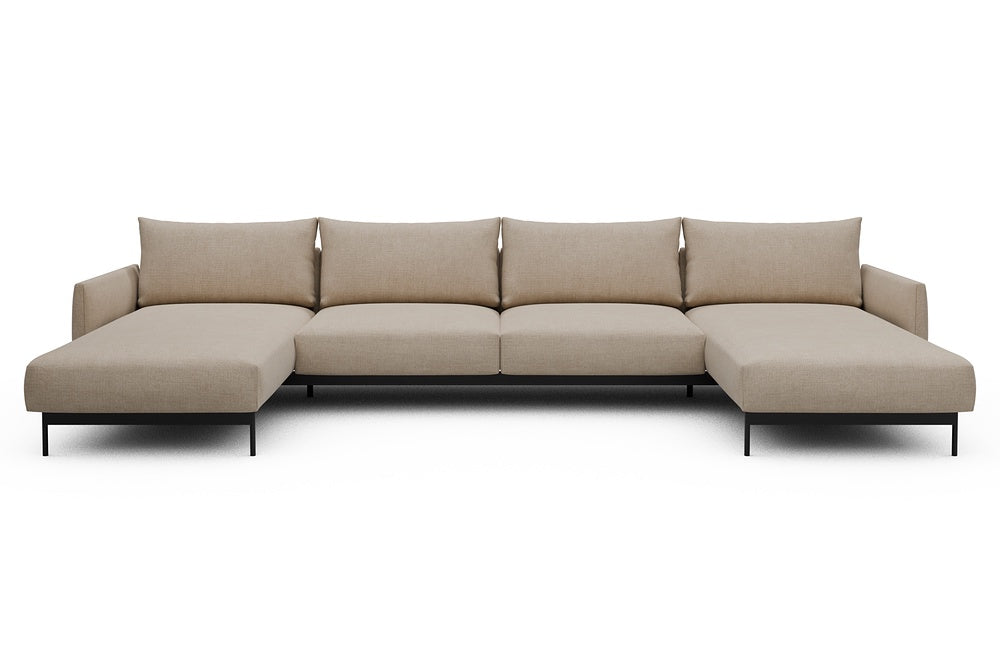 Tokey Modular Sofa - D4 - 375 x 185 cm - Chaise + 2 Seater + Chaise - 410 Esina Almond Beige