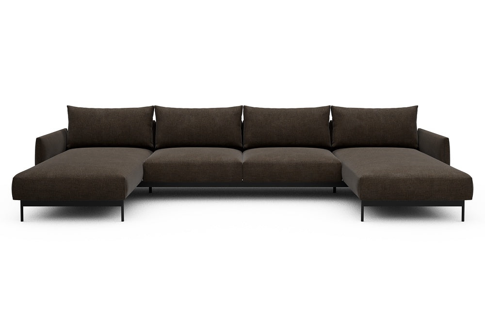 Tokey Modular Sofa - D4 - 375 x 185 cm - Chaise + 2 Seater + Chaise - 411 Esina Cedar Brown