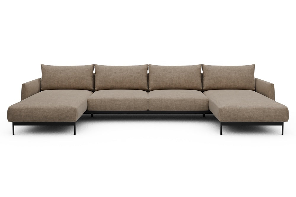 Tokey Modular Sofa - D4 - 375 x 185 cm - Chaise + 2 Seater + Chaise - 417 Esina Mocha