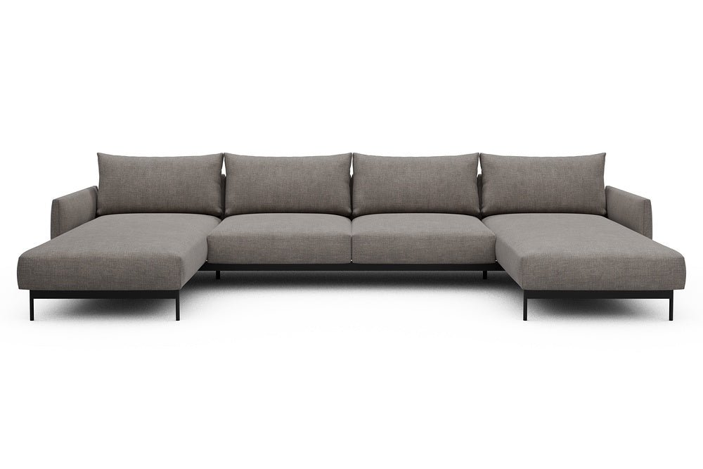 Tokey Modular Sofa - D4 - 375 x 185 cm - Chaise + 2 Seater + Chaise - 418 Esina Truffle