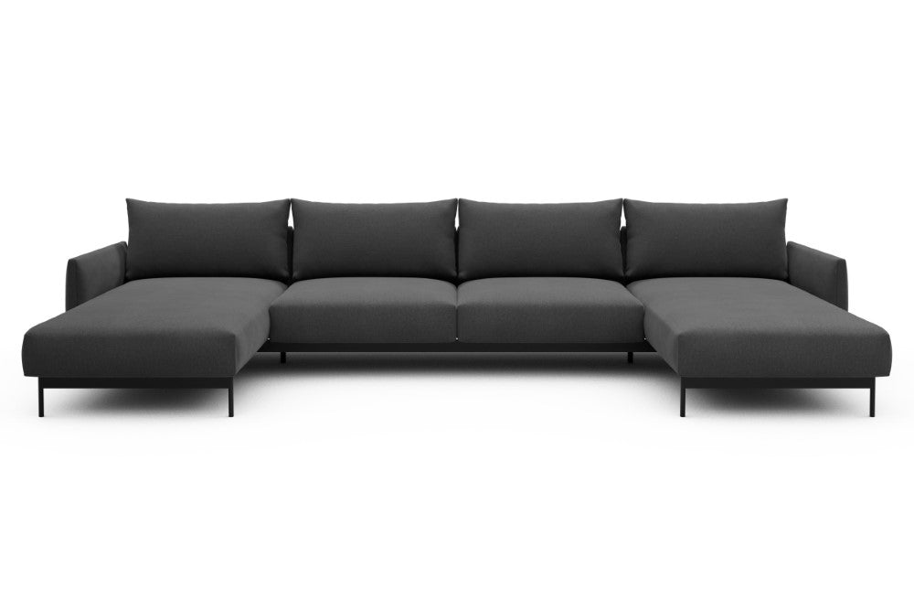 Tokey Modular Sofa - D4 - 375 x 185 cm - Chaise + 2 Seater + Chaise - 441 Satya Warm Zinc