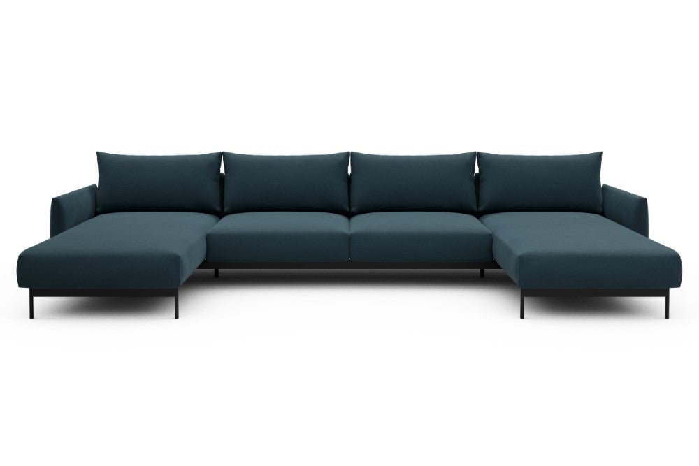 Tokey Modular Sofa - D4 - 375 x 185 cm - Chaise + 2 Seater + Chaise - 443 Satya Deep Blue