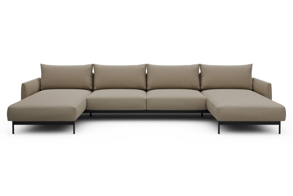 Tokey Modular Sofa - D4 - 375 x 185 cm - Chaise + 2 Seater + Chaise - 445 Satya Natural Biege