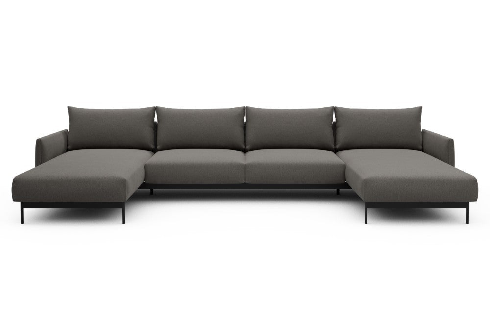 Tokey Modular Sofa - D4 - 375 x 185 cm - Chaise + 2 Seater + Chaise - 446 Satya Taupe Brown