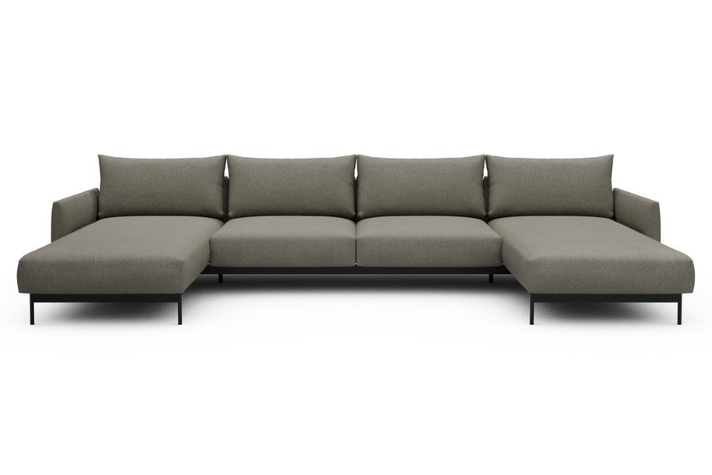 Tokey Modular Sofa - D4 - 375 x 185 cm - Chaise + 2 Seater + Chaise - 486 Denari Warm Grey