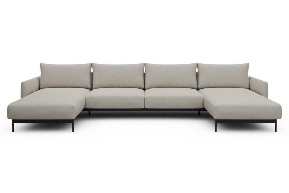 Tokey Modular Sofa - D4 - 375 x 185 cm - Chaise + 2 Seater + Chaise - 487 Denari Clean Beige