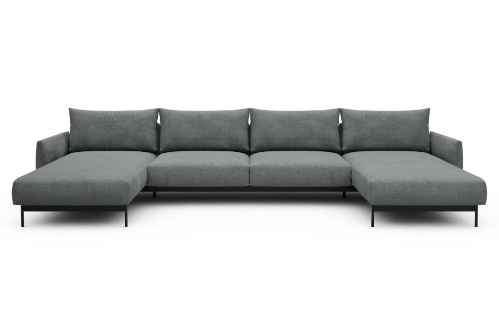 Tokey Modular Sofa - D4 - 375 x 185 cm - Chaise + 2 Seater + Chaise - 495 Casone Gravel Grey