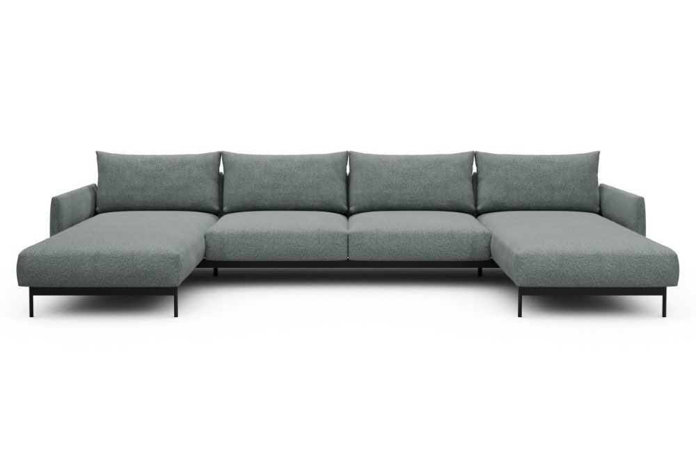 Tokey Modular Sofa - D4 - 375 x 185 cm - Chaise + 2 Seater + Chaise - 499 Casone Light mixed Green