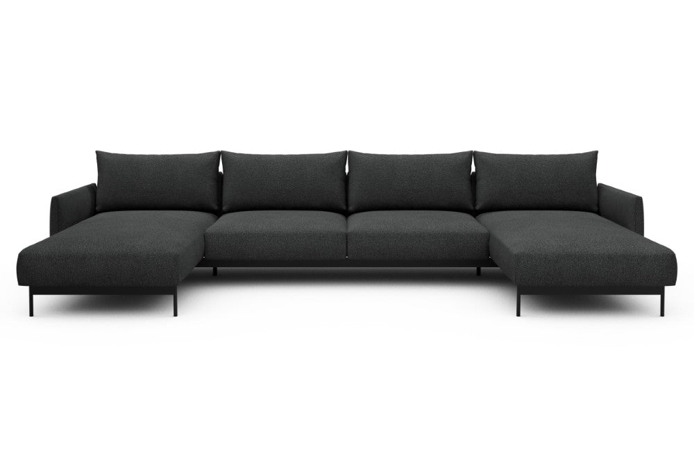 Tokey Modular Sofa - D4 - 375 x 185 cm - Chaise + 2 Seater + Chaise - 529 Bouclé Charcoal