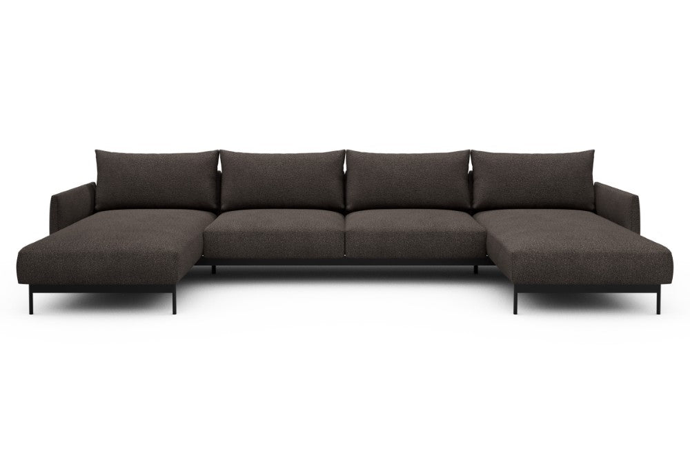 Tokey Modular Sofa - D4 - 375 x 185 cm - Chaise + 2 Seater + Chaise - 530 Bouclé Taupe
