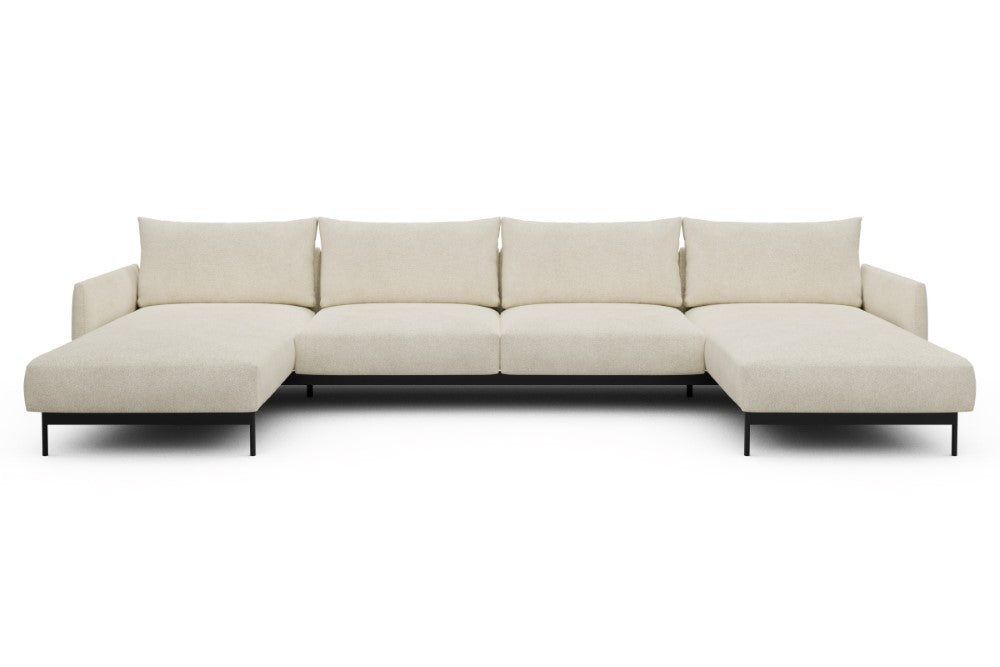Tokey Modular Sofa - D4 - 375 x 185 cm - Chaise + 2 Seater + Chaise - 531 Bouclé Off White