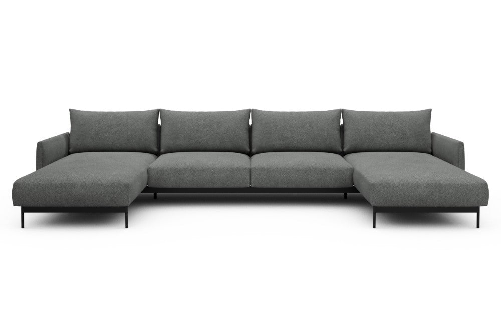 Tokey Modular Sofa - D4 - 375 x 185 cm - Chaise + 2 Seater + Chaise - 533 Bouclé Ash Grey