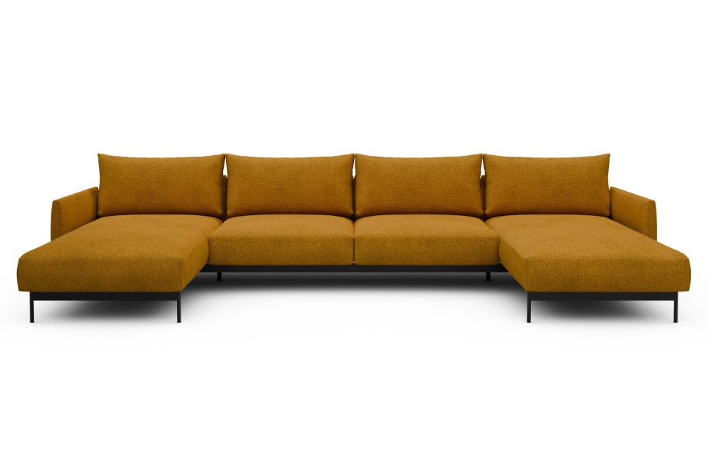 Tokey Modular Sofa - D4 - 375 x 185 cm - Chaise + 2 Seater + Chaise - 536 Bouclé Ochre