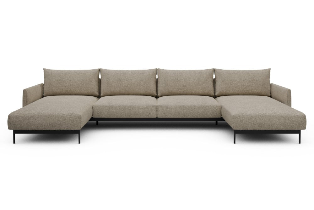 Tokey Modular Sofa - D4 - 375 x 185 cm - Chaise + 2 Seater + Chaise - 539 Bouclé Beige