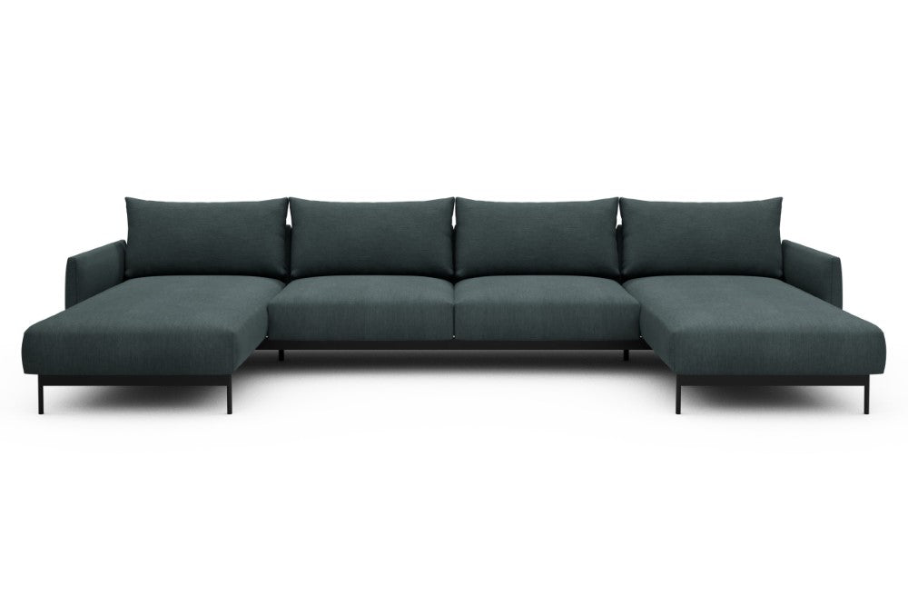 Tokey Modular Sofa - D4 - 375 x 185 cm - Chaise + 2 Seater + Chaise - 573 Vivus Dusty Blue