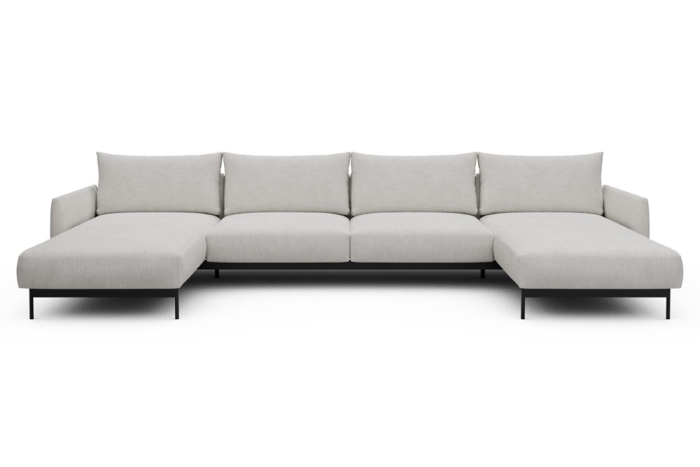 Tokey Modular Sofa - D4 - 375 x 185 cm - Chaise + 2 Seater + Chaise - 574 Vivus Dusty Off White