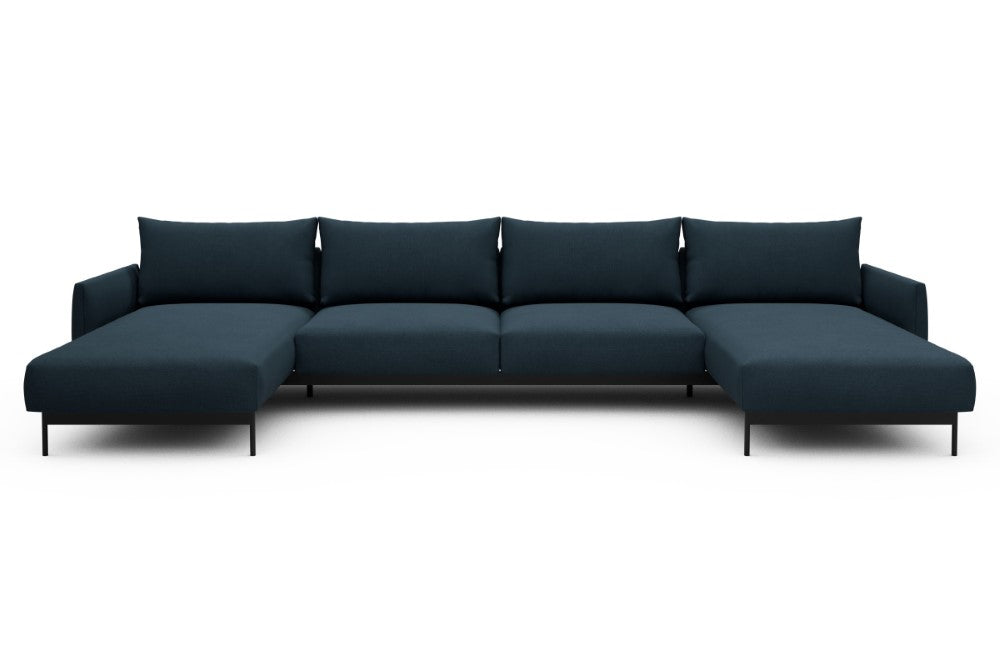 Tokey Modular Sofa - D4 - 375 x 185 cm - Chaise + 2 Seater + Chaise - 580 Argus Navy Blue
