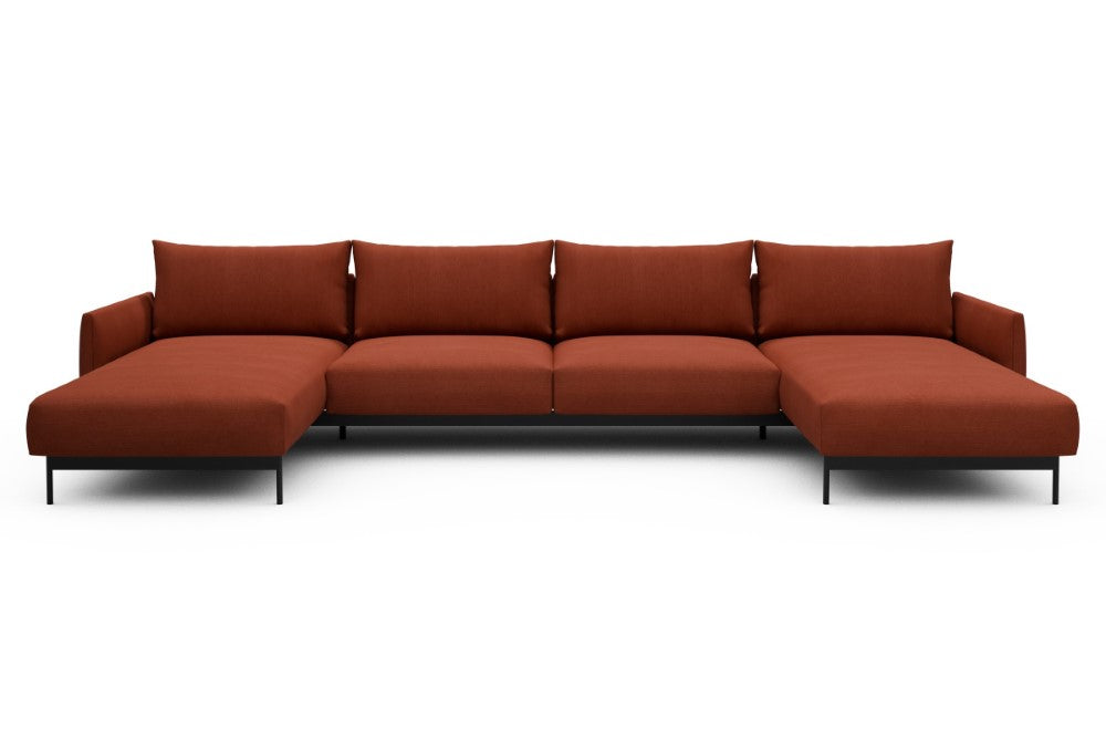 Tokey Modular Sofa - D4 - 375 x 185 cm - Chaise + 2 Seater + Chaise - 581 Argus Rust