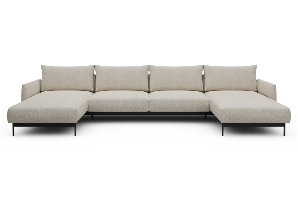 Tokey Modular Sofa - D4 - 375 x 185 cm - Chaise + 2 Seater + Chaise - 584 Argus Natural