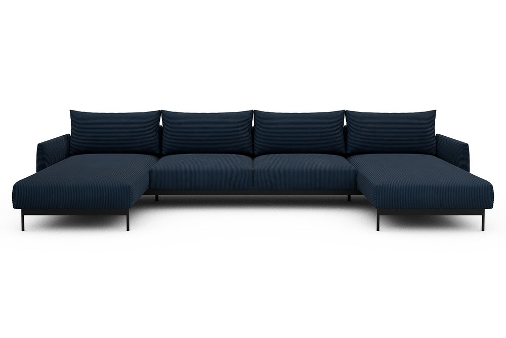 Tokey Modular Sofa - D4 - 375 x 185 cm - Chaise + 2 Seater + Chaise - 591 Corduroy Midnight-Blue
