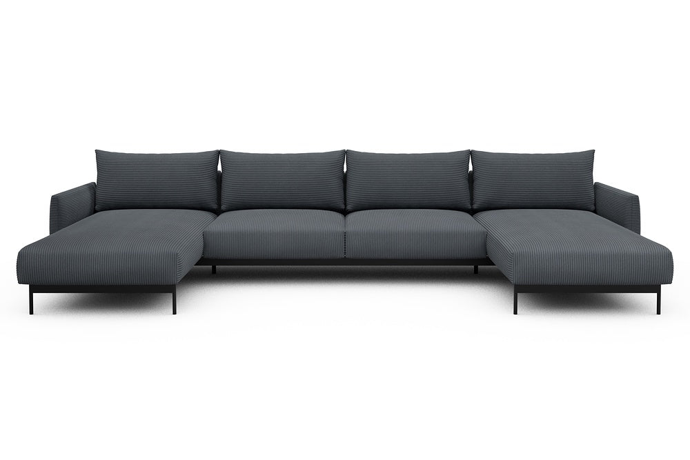 Tokey Modular Sofa - D4 - 375 x 185 cm - Chaise + 2 Seater + Chaise - 592 Corduroy Silvermist