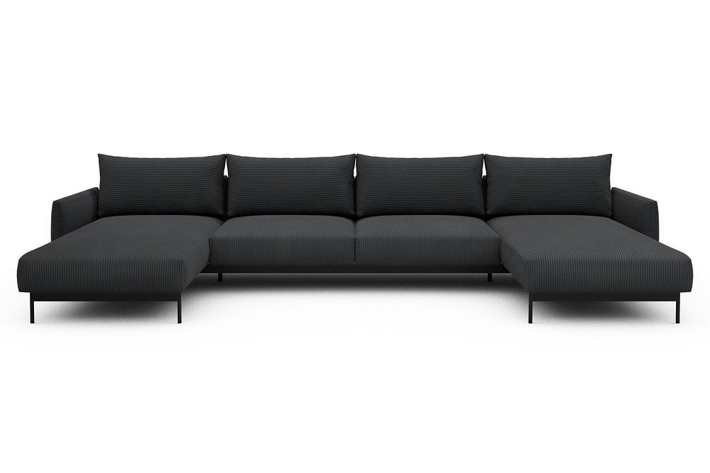 Tokey Modular Sofa - D4 - 375 x 185 cm - Chaise + 2 Seater + Chaise - 593 Corduroy Graphite