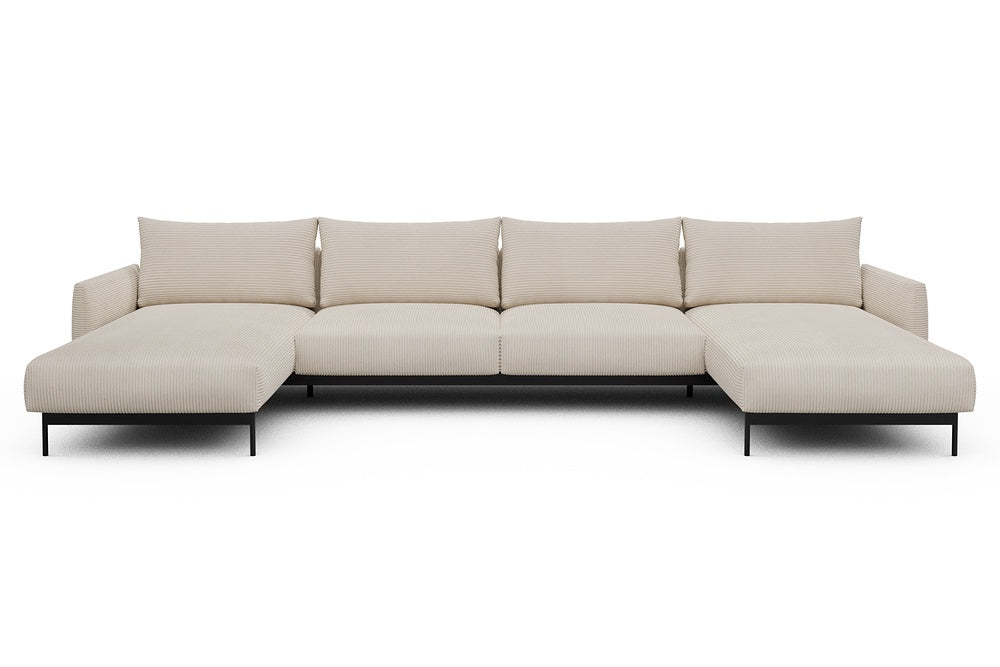 Tokey Modular Sofa - D4 - 375 x 185 cm - Chaise + 2 Seater + Chaise - 594 Corduroy Ivory
