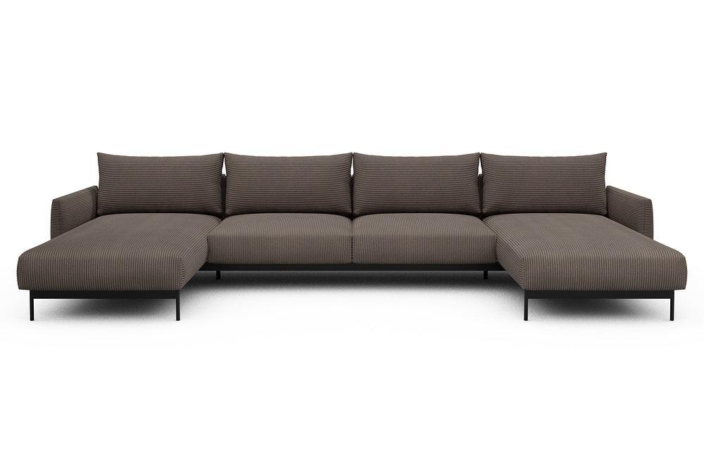 Tokey Modular Sofa - D4 - 375 x 185 cm - Chaise + 2 Seater + Chaise - 596 Corduroy Mocha