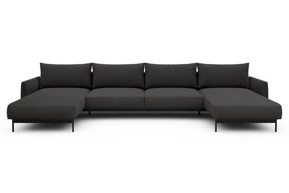 Tokey Modular Sofa - D4 - 375 x 185 cm - Chaise + 2 Seater + Chaise - 597 Corduroy Charcoal