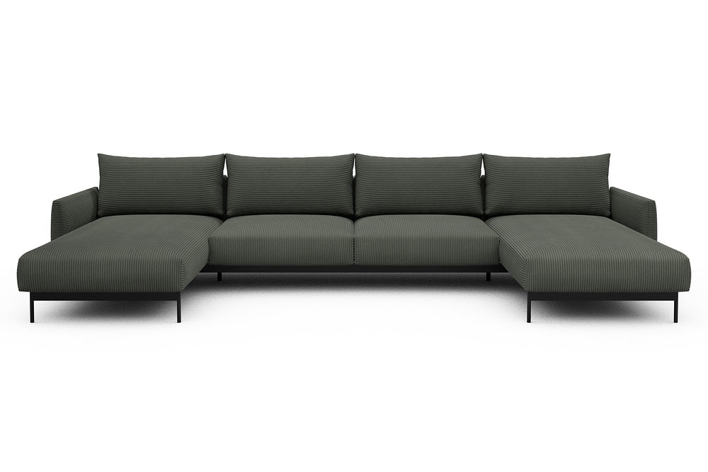 Tokey Modular Sofa - D4 - 375 x 185 cm - Chaise + 2 Seater + Chaise - 598 Corduroy Sage