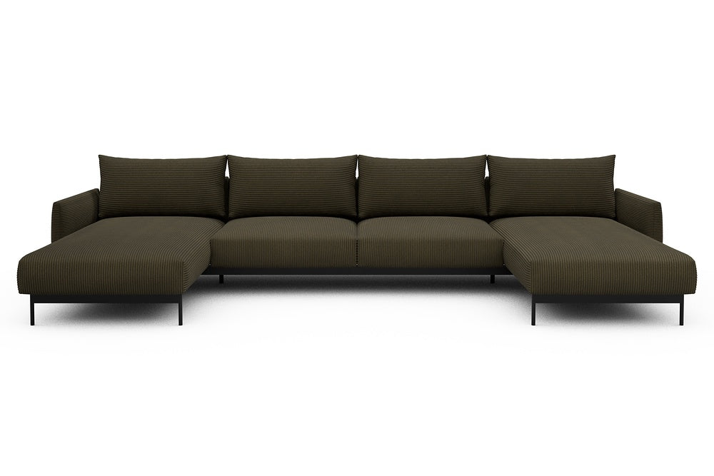 Tokey Modular Sofa - D4 - 375 x 185 cm - Chaise + 2 Seater + Chaise - 599 Corduroy Olive