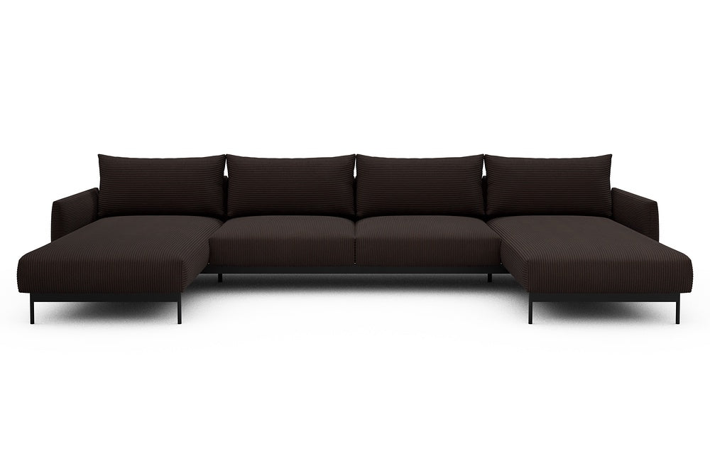 Tokey Modular Sofa - D4 - 375 x 185 cm - Chaise + 2 Seater + Chaise - 600 Corduroy Cocoa