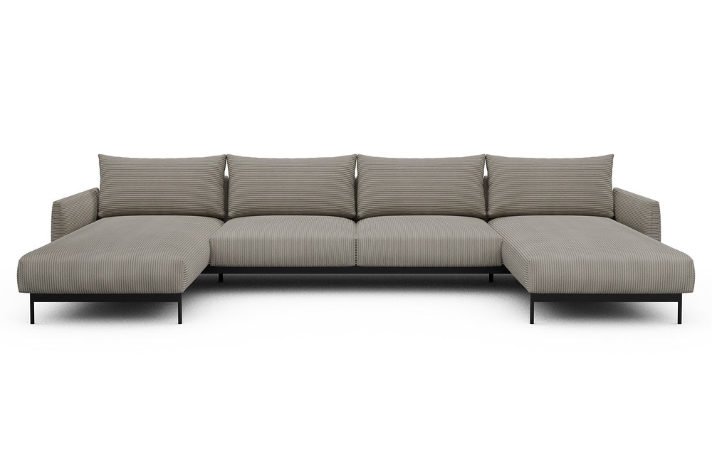Tokey Modular Sofa - D4 - 375 x 185 cm - Chaise + 2 Seater + Chaise - 603 Corduroy Beige