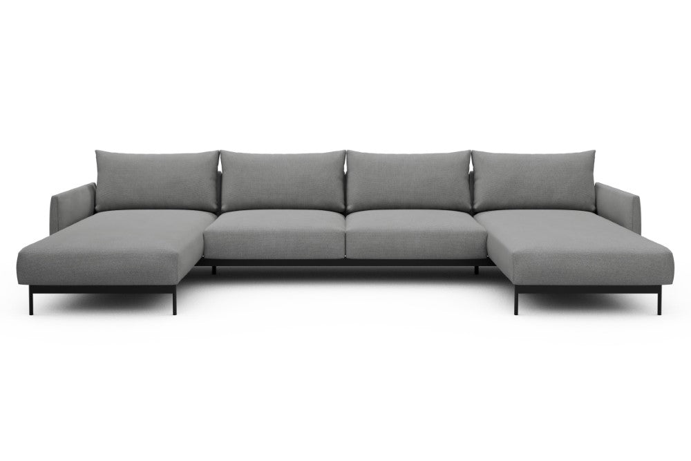 Tokey Modular Sofa - D4 - 375 x 185 cm - Chaise + 2 Seater + Chaise - 764 Cura Sand Grey