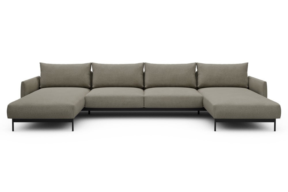 Tokey Modular Sofa - D4 - 375 x 185 cm - Chaise + 2 Seater + Chaise - 765 Cura Oat