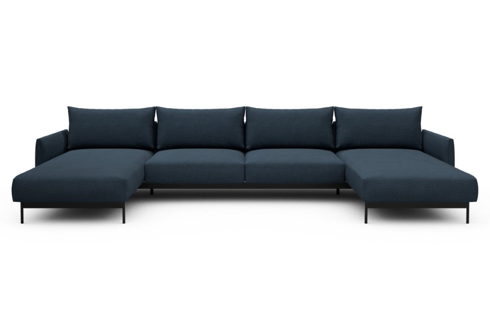 Tokey Modular Sofa - D4 - 375 x 185 cm - Chaise + 2 Seater + Chaise - 768 Cura Oxford Blue
