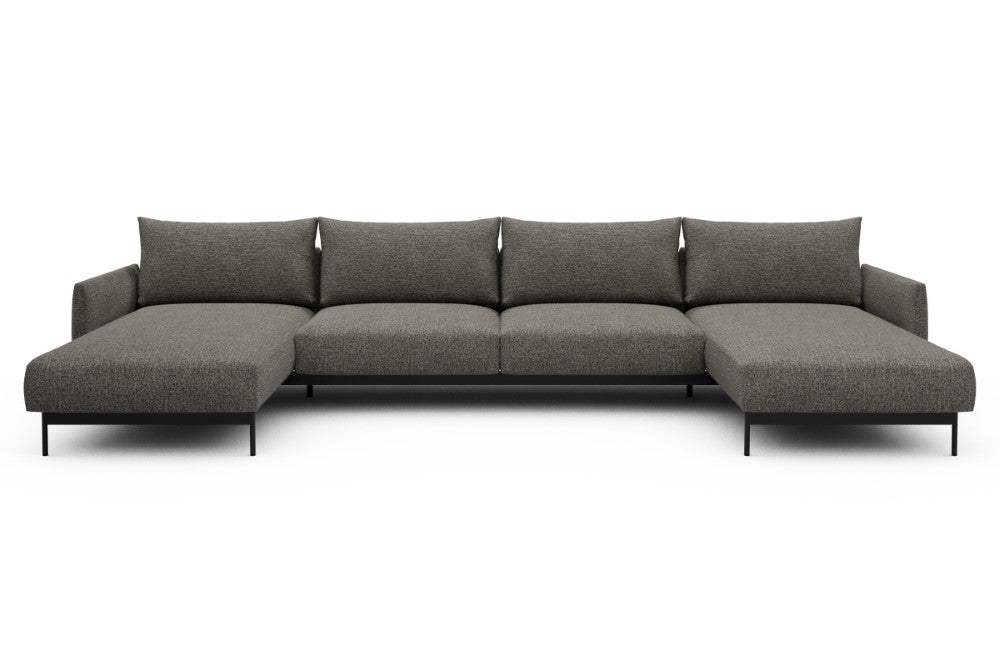 Tokey Modular Sofa - D4 - 375 x 185 cm - Chaise + 2 Seater + Chaise - 771 Carreno Sepia Brown