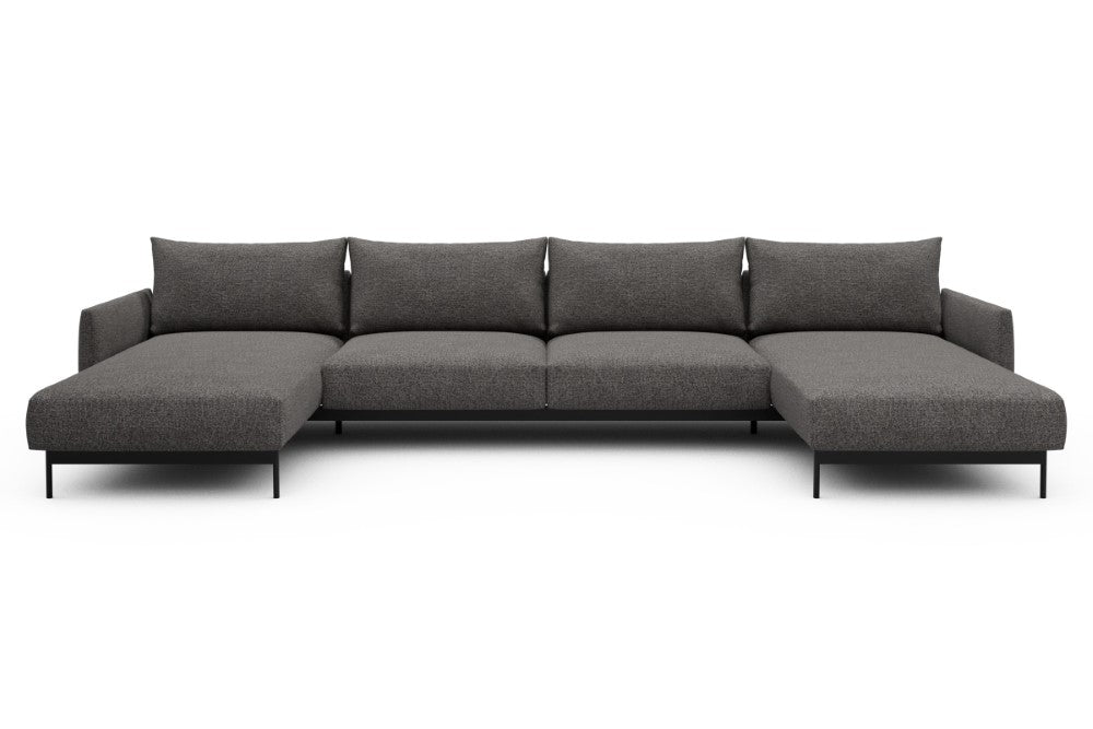 Tokey Modular Sofa - D4 - 375 x 185 cm - Chaise + 2 Seater + Chaise - 772 Carreno Salt & Pepper