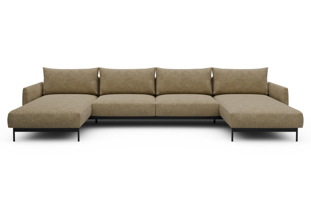 Tokey Modular Sofa - D4 - 375 x 185 cm - Chaise + 2 Seater + Chaise - 774 Carreno Sicilian Yellow
