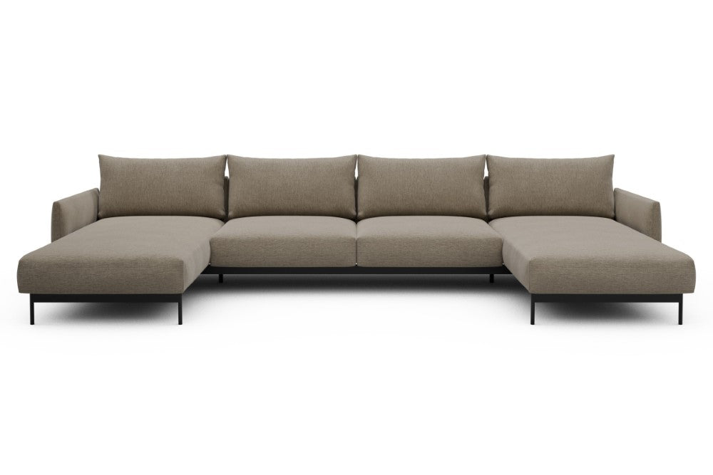 Tokey Modular Sofa - D4 - 375 x 185 cm - Chaise + 2 Seater + Chaise - 810 Smooth Smooth Beige
