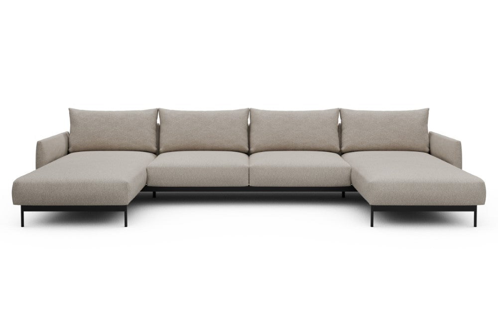 Tokey Modular Sofa - D4 - 375 x 185 cm - Chaise + 2 Seater + Chaise - 816 Aivi Lace Beige