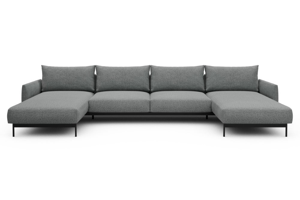 Tokey Modular Sofa - D4 - 375 x 185 cm - Chaise + 2 Seater + Chaise - 819 Aivi Gravel Grey