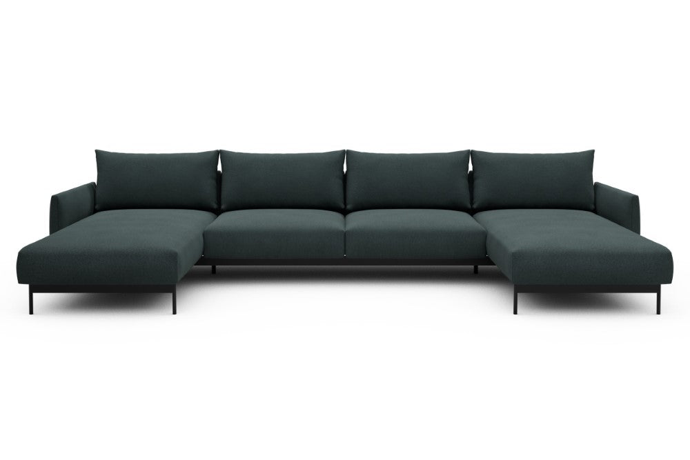 Tokey Modular Sofa - D4 - 375 x 185 cm - Chaise + 2 Seater + Chaise - 851 Mahoga Dark Blue