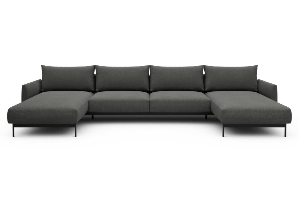 Tokey Modular Sofa - D4 - 375 x 185 cm - Chaise + 2 Seater + Chaise - 852 Mahoga Seal Grey