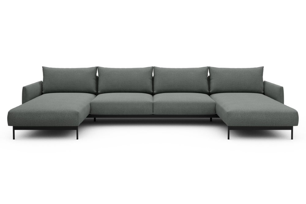 Tokey Modular Sofa - D4 - 375 x 185 cm - Chaise + 2 Seater + Chaise - 853 Mahoga Dove Grey