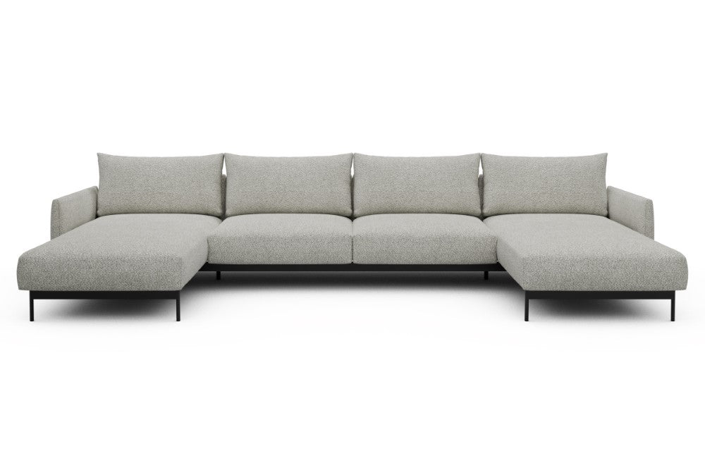 Tokey Modular Sofa - D4 - 375 x 185 cm - Chaise + 2 Seater + Chaise - 867 Vanora Warm Sand