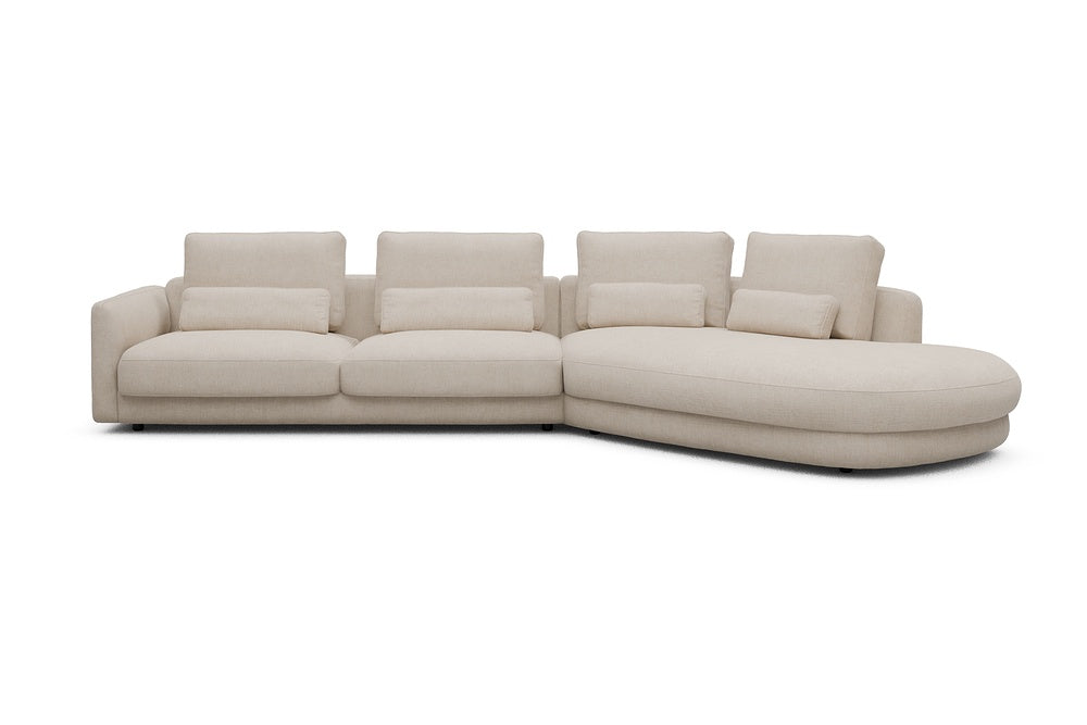 Vivole Modular Sofa - 3A - 393 x 167 cm - 3 Seater + 45 deg Open-end - 410 Esina Almond Beige