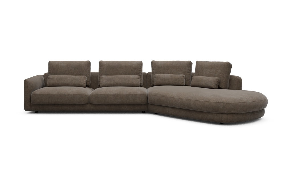 Vivole Modular Sofa - 3A - 393 x 167 cm - 3 Seater + 45 deg Open-end - 411 Esina Cedar Brown